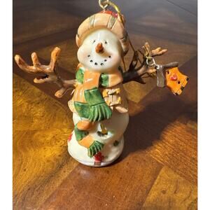Country Cottage Snowman‎ Christmas Ornament With Birdhouse